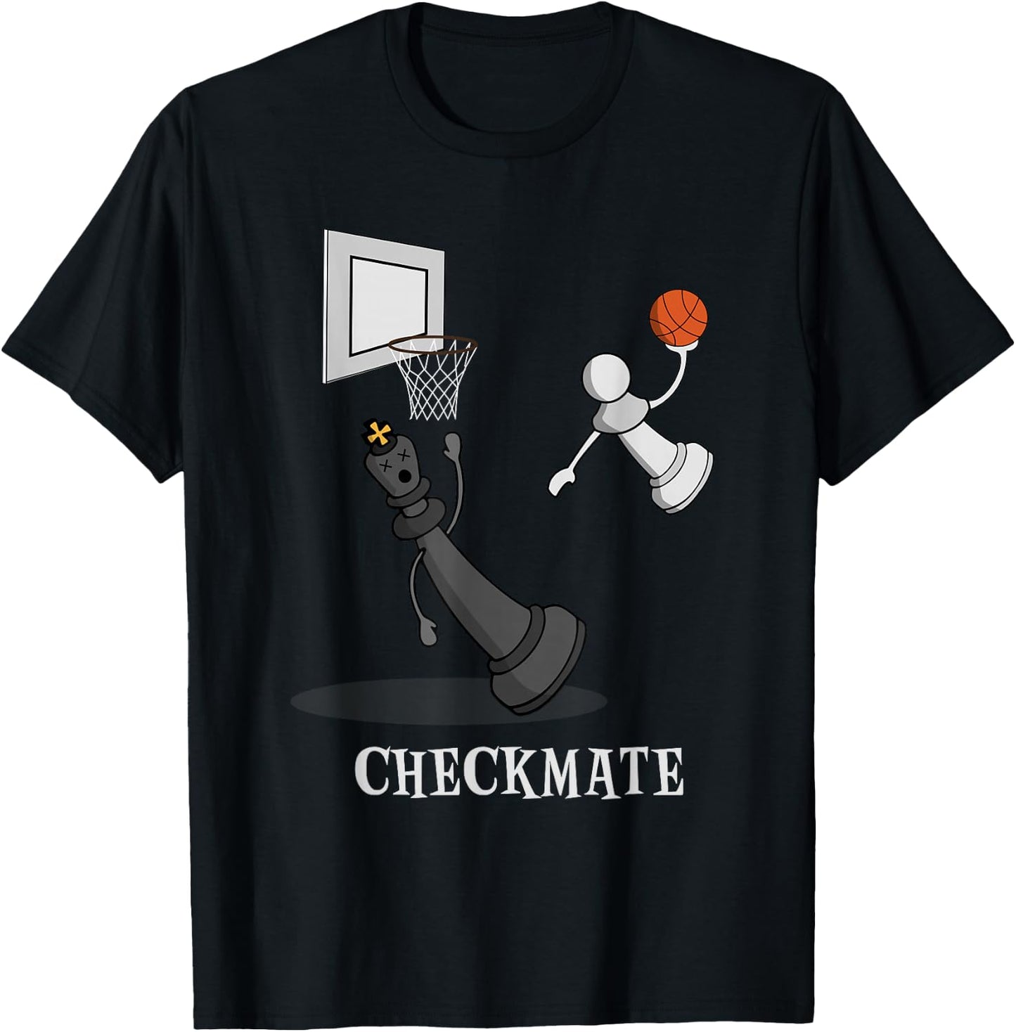 Funny Checkmate Chess Basketball Game Board King Pawn Piece T-Shirt - T-Shirt | Black