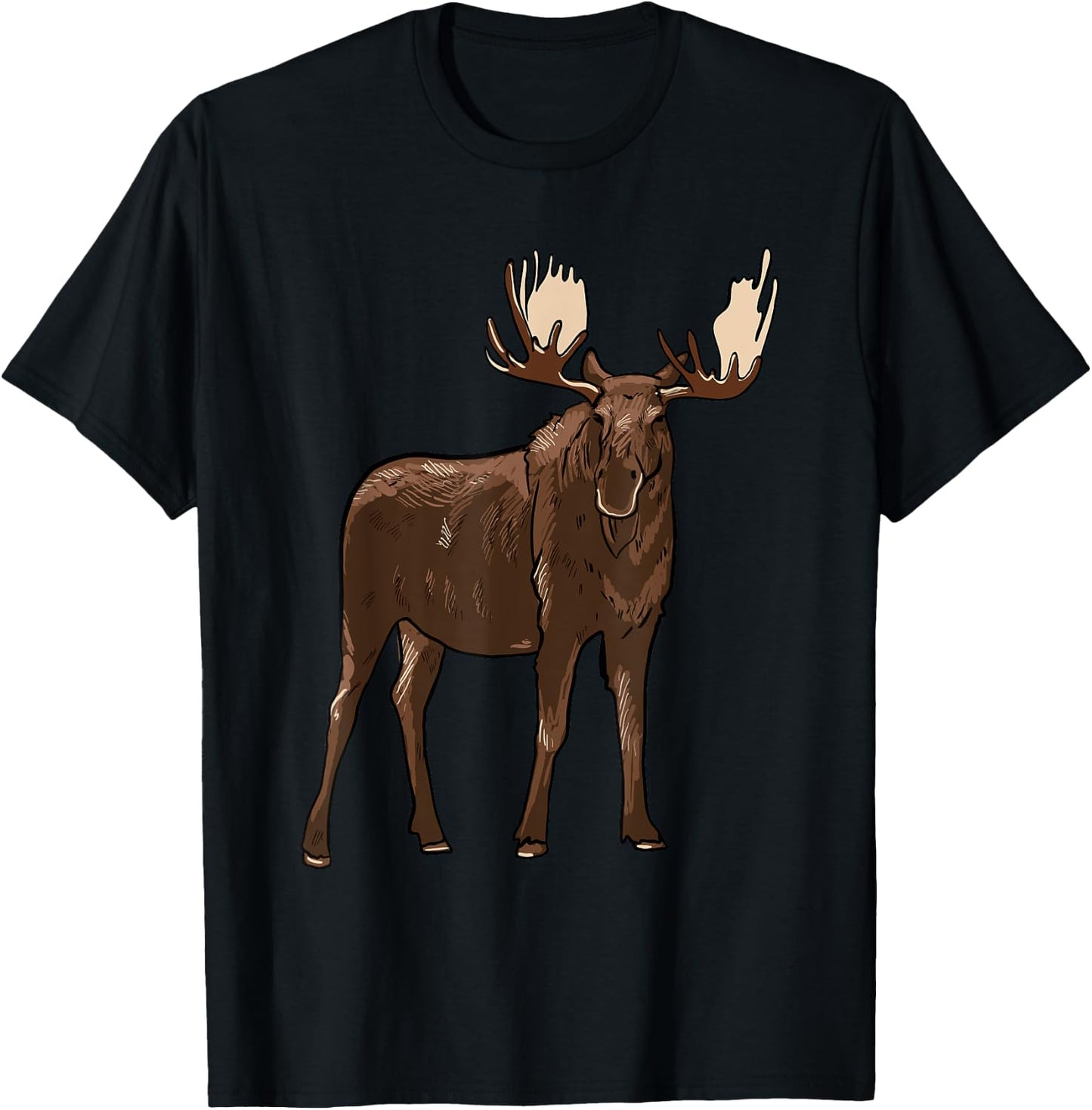 Moose Illustration Moose Lover Art T-Shirt - T-Shirt | Black
