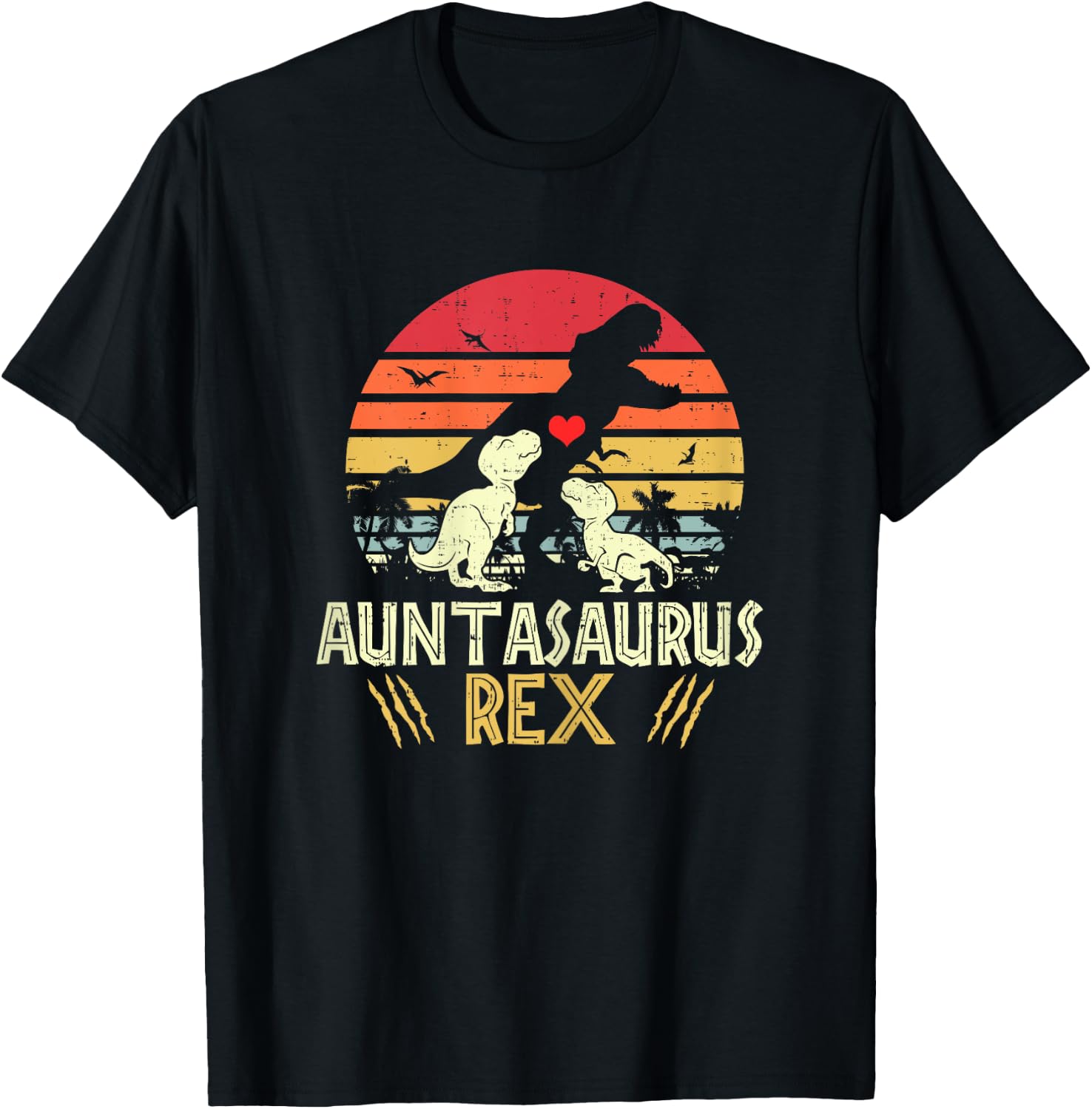 Auntasaurus Rex Vintage Dinosaur Auntiesaurus T-Shirt - T-Shirt | Black