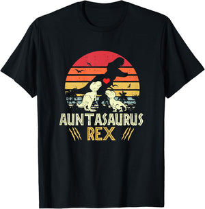 Auntasaurus Rex Vintage Dinosaur Auntiesaurus T-Shirt - T-Shirt | Black
