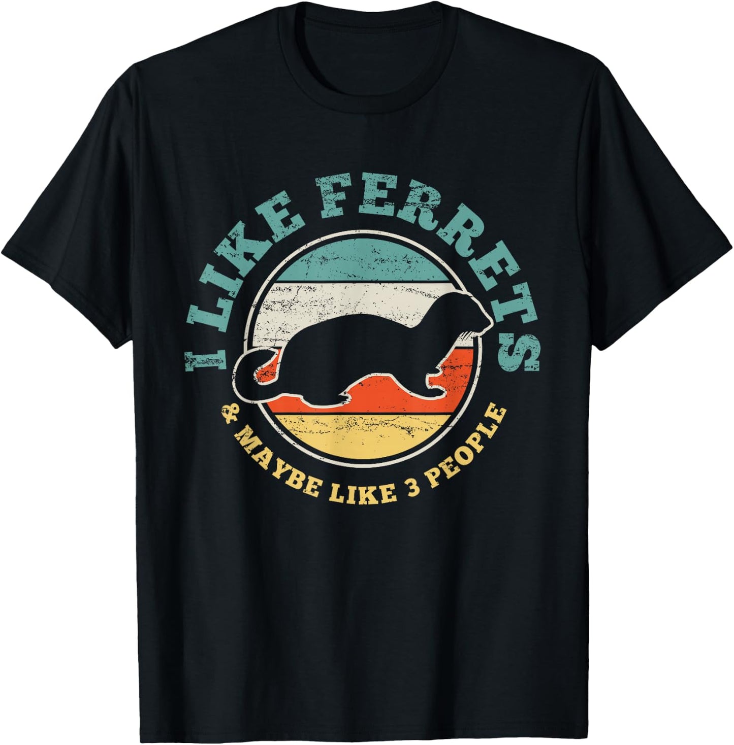 Funny Vintage Ferret Gift T-Shirt - T-Shirt | Black