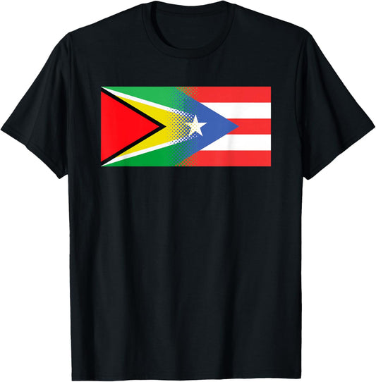 Guyanese Puerto Rican Flag Guyana Puerto Rico T-Shirt - T-Shirt | Black