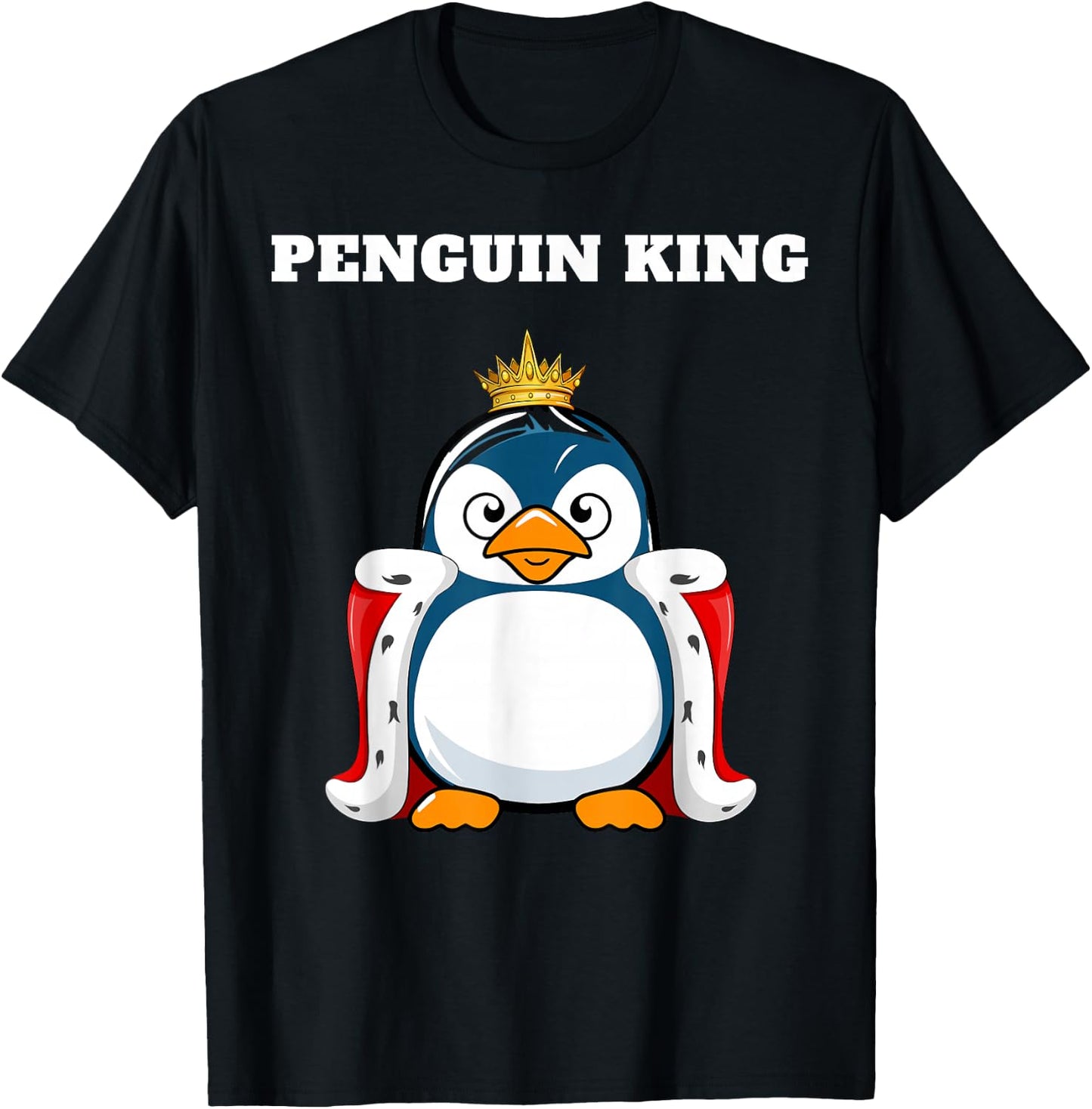 Penguin King | Penguin Design | Boys Penguin T-Shirt - T-Shirt | Black
