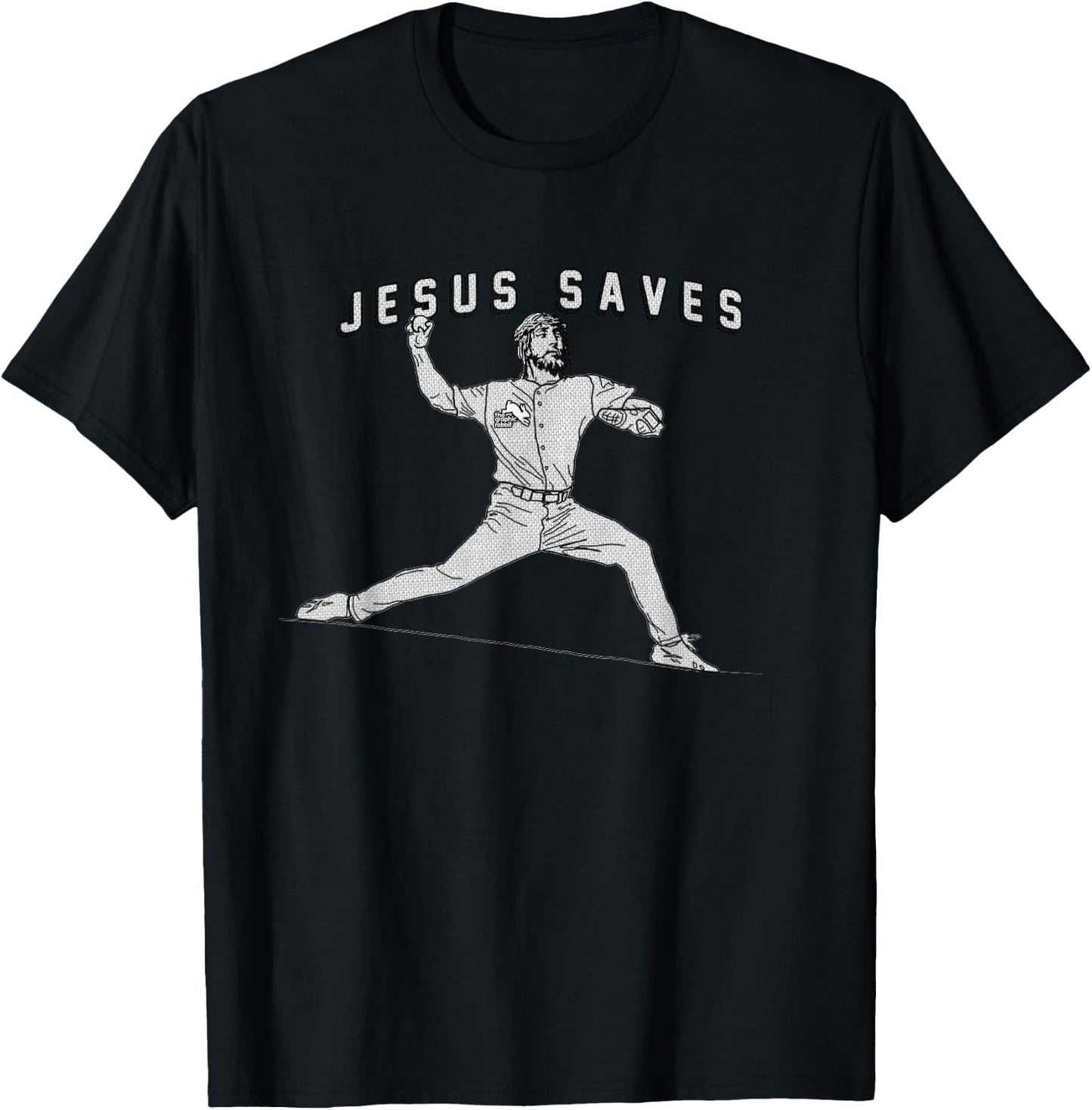 Jesus Saves - Baseball Pitcher - Funny Jesus T-Shirt - T-Shirt | Black