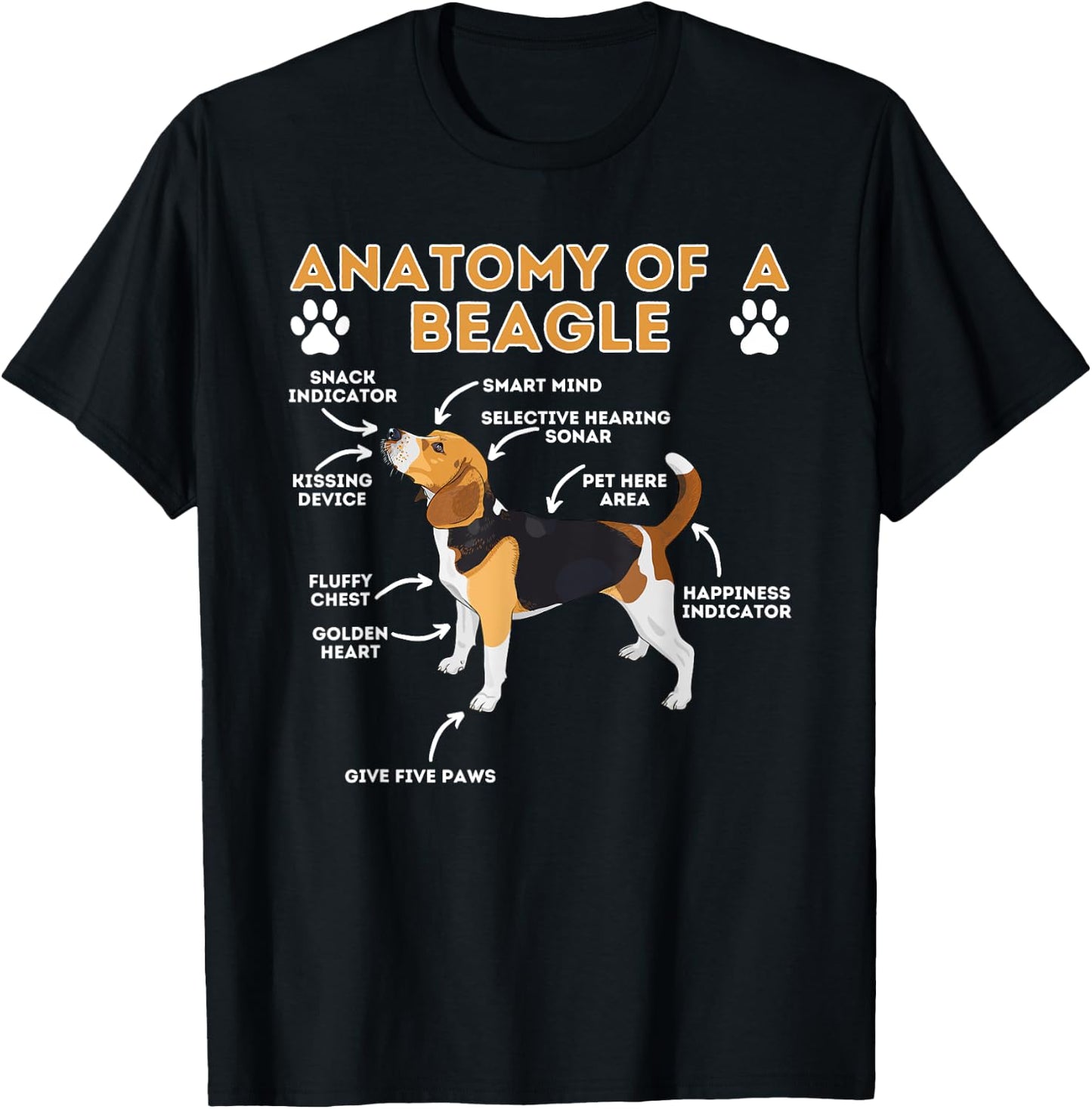 Anatomy Of A Beagle - Funny Beagle Dog Lover Pet Owner T-Shirt - T-Shirt | Black