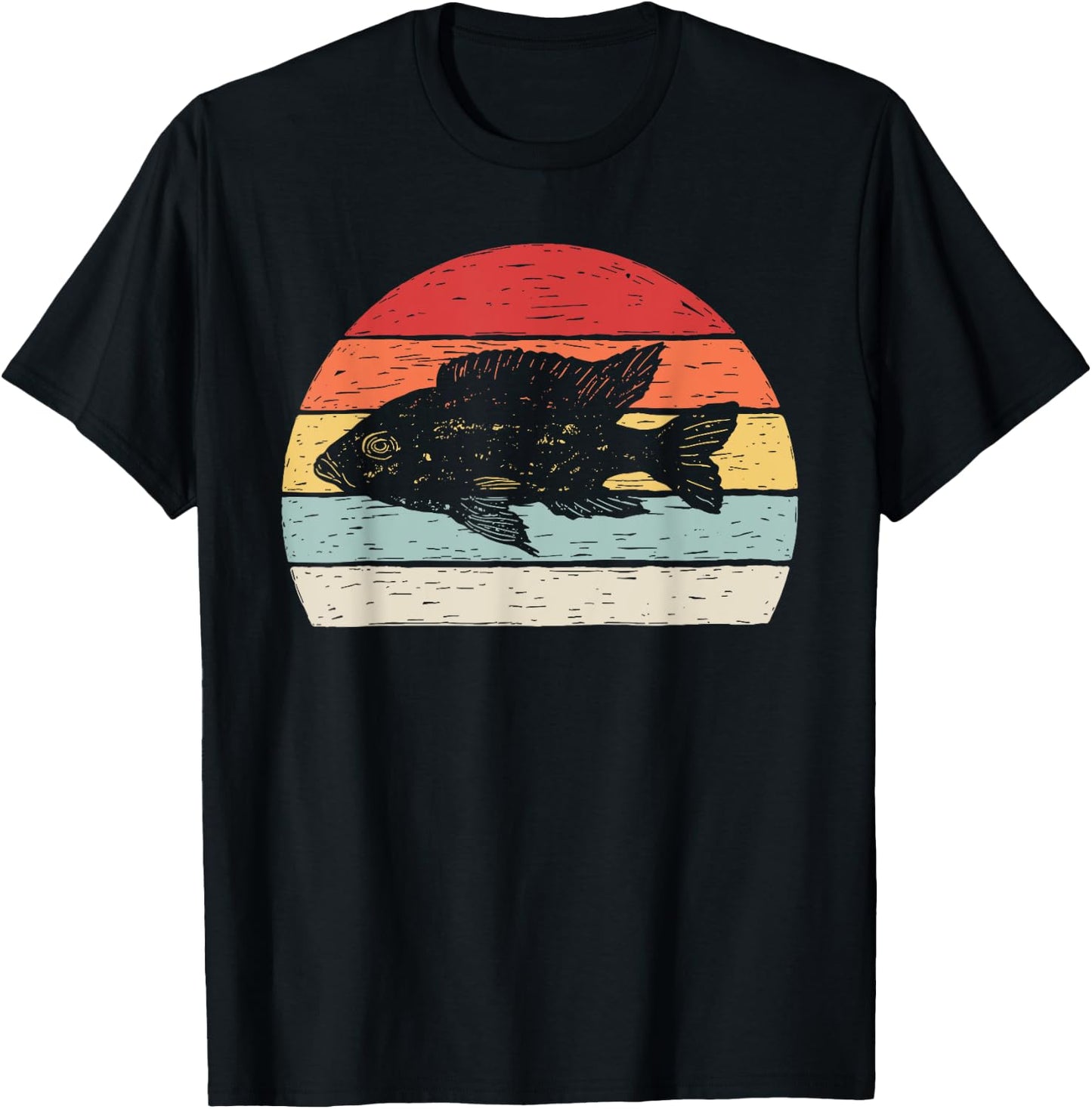 Vintage Retro Cichlid Fish T-Shirt - T-Shirt | Black