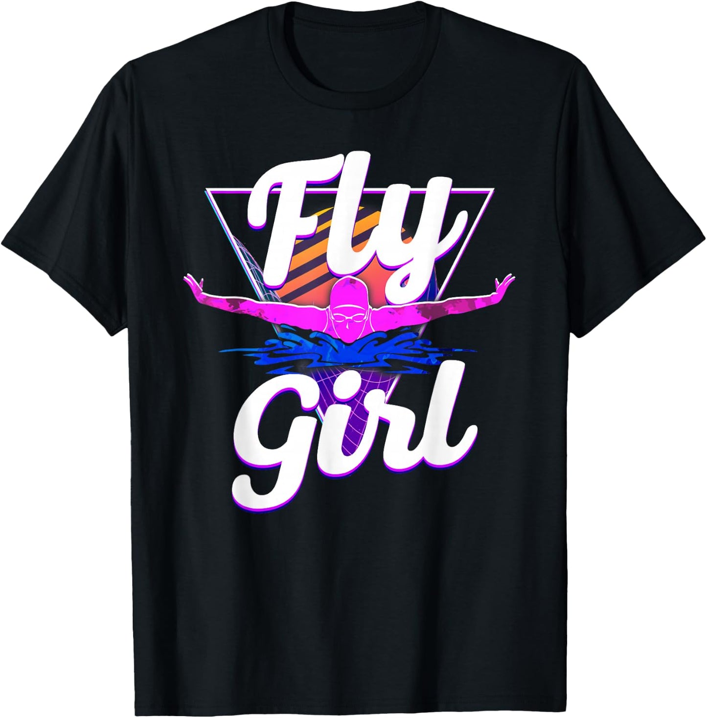 Swimmer Swim Fly Girl Butterfly Swimming 80'S Vaporwave T-Shirt - T-Shirt | Black