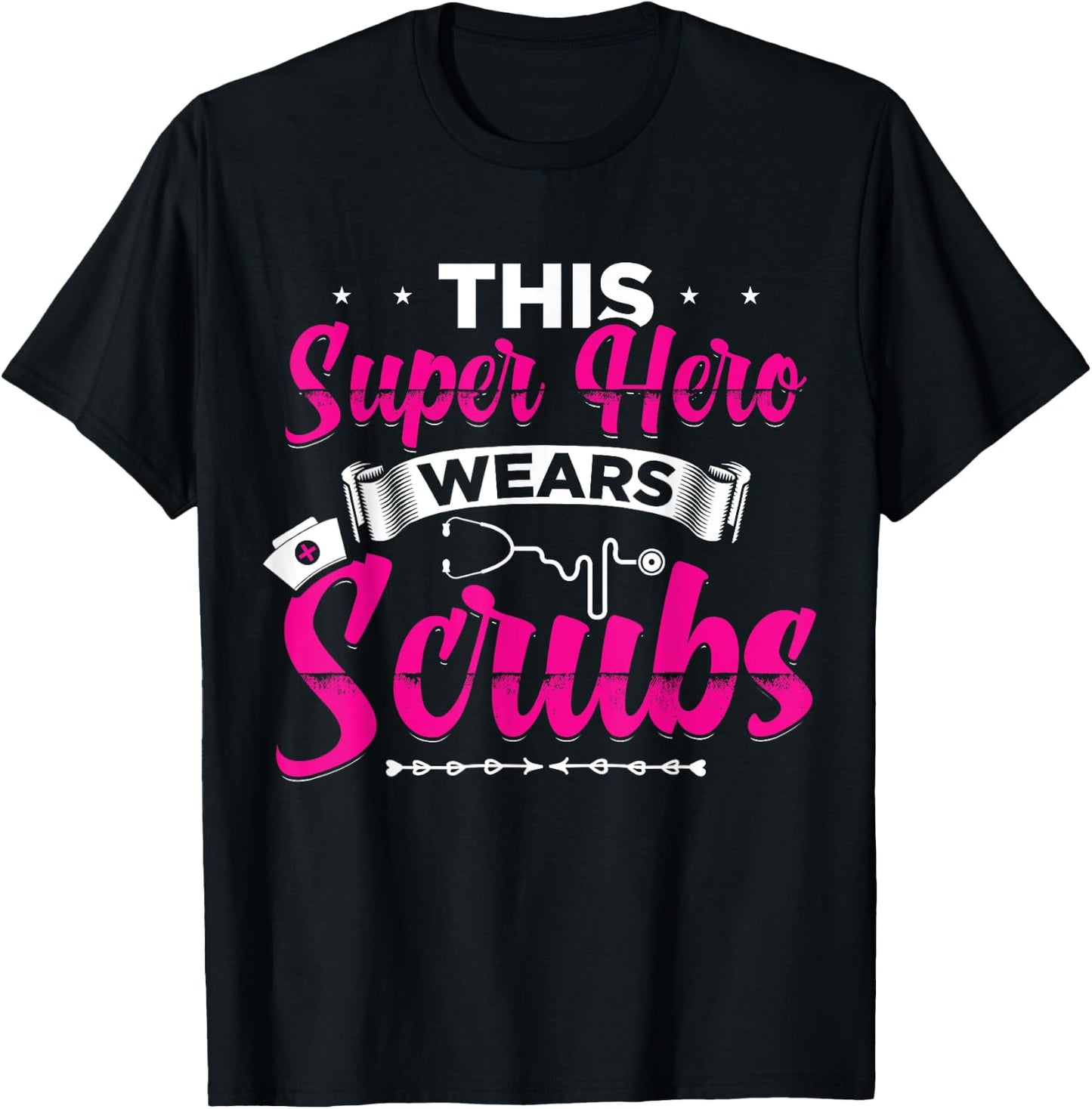 This Superhero Wears Scrubs Funny Nurse T-Shirt - T-Shirt | Black
