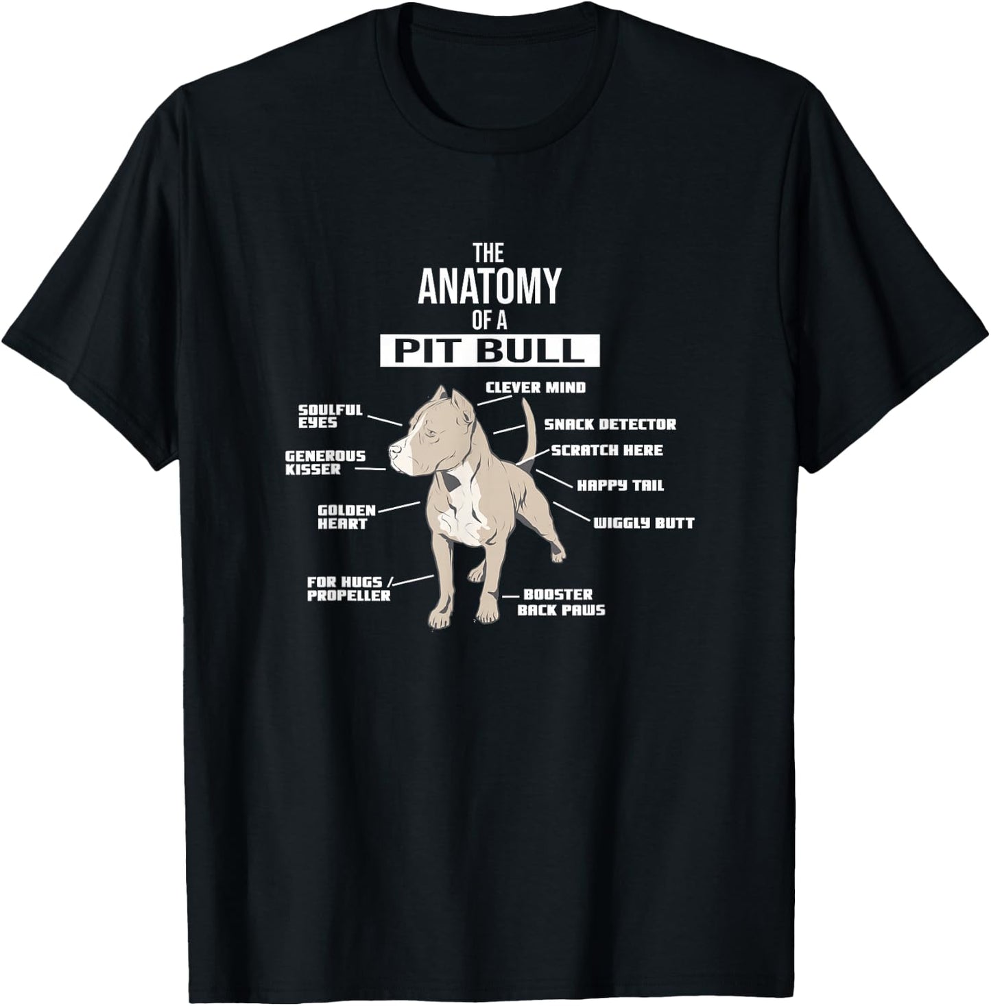 Anatomy of A Pitbull Hound Breed Dog Pet Lover Gift T-Shirt - T-Shirt | Black