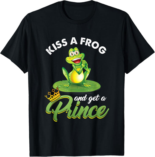 Frog Lover Princess Fairy Tale Believers Kissing Frog T-Shirt - T-Shirt | Black