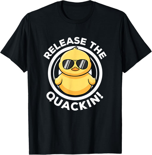 Release The Quackin I Love Duck Lovers Funny Yellow Duck T-Shirt - T-Shirt | Black