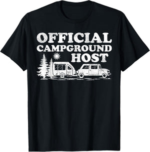 Funny RV Camping Volunteer Official Campground Host T-Shirt - T-Shirt | Black