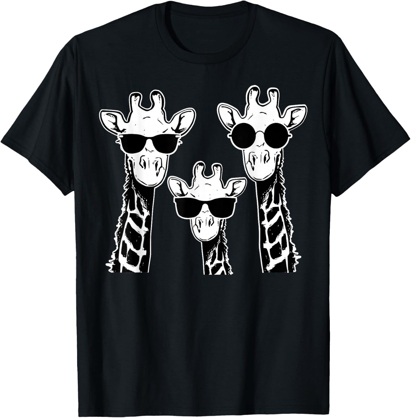 Giraffes family with sunglasses - Giraffe T-Shirt - T-Shirt | Black