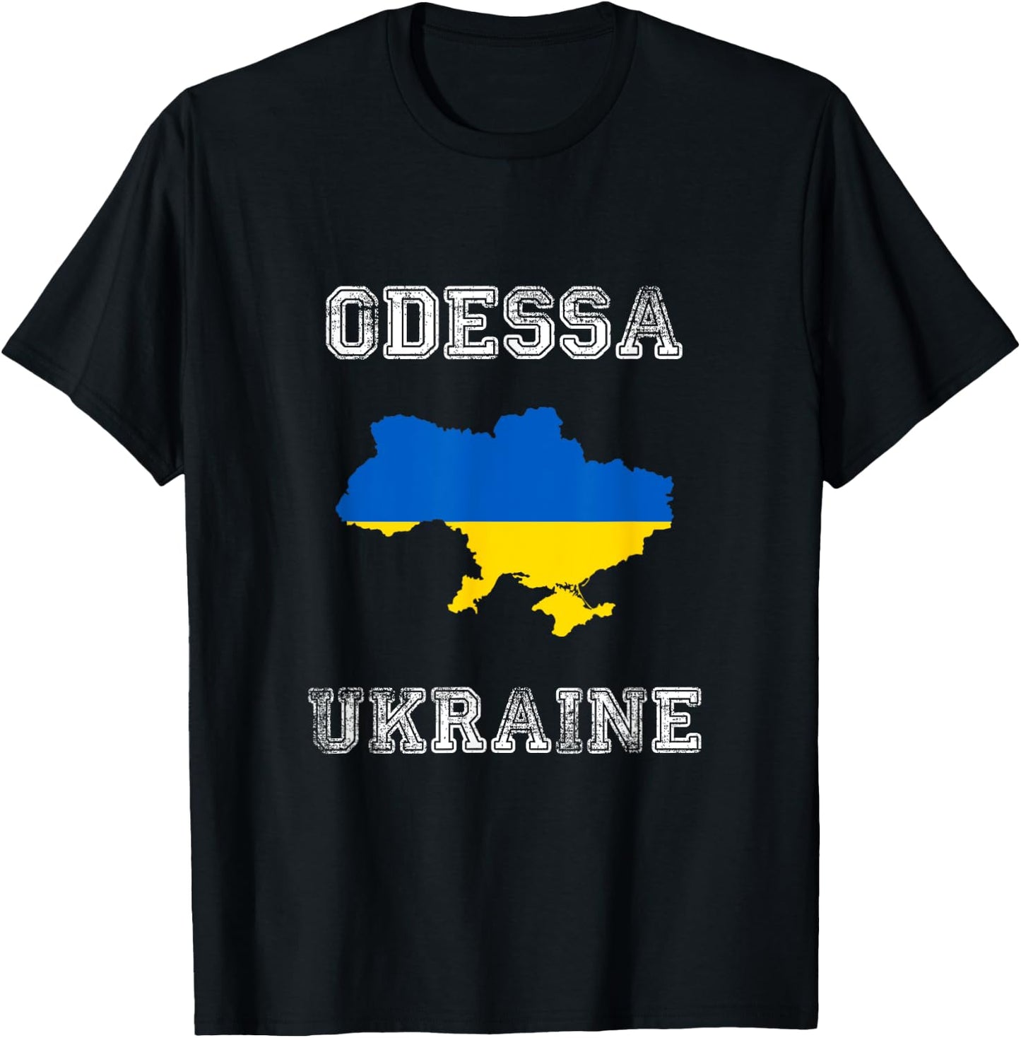 Retro Odessa Ukraine Distressed Ukraine Flag T-Shirt - T-Shirt | Black
