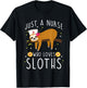 Cute Animal Sloth Lover Women Girls Medical Nurse T-Shirt - T-Shirt | Black