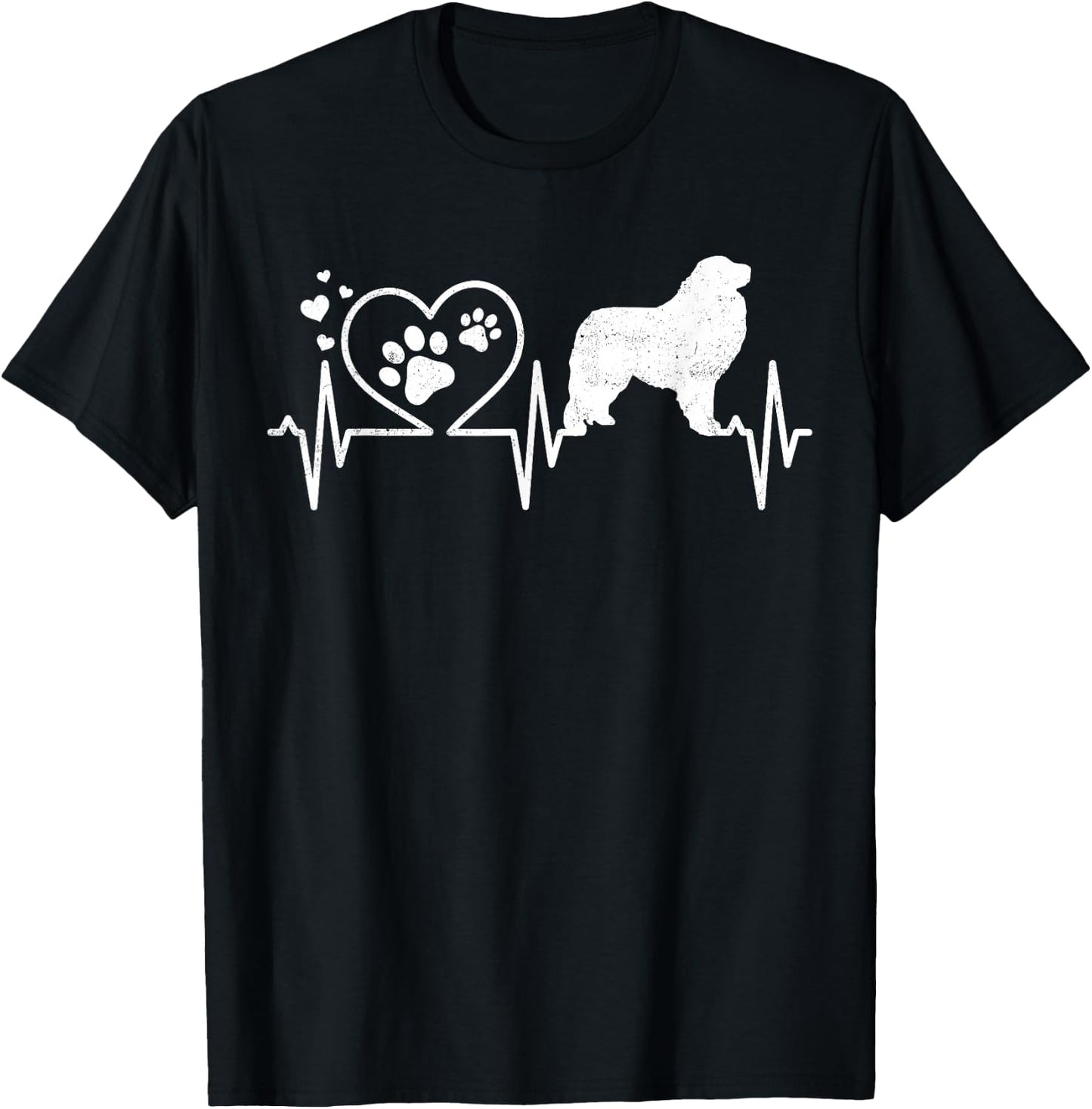 Great Pyrenees Mom Mama Dad Heartbeat Dog Heart Gift T-Shirt - T-Shirt | Black