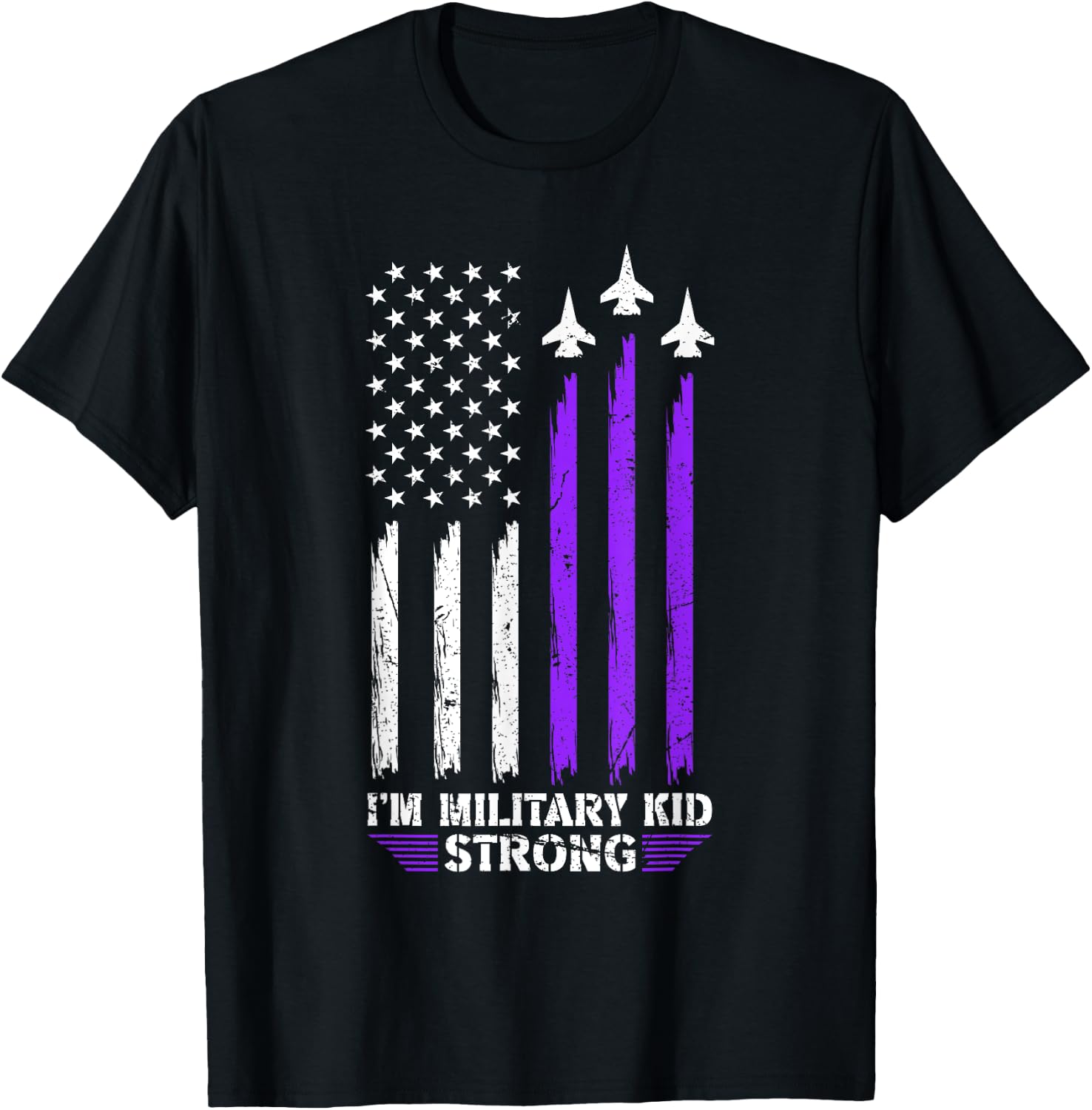 Military Kid Strong Military Child Army US Flag Air Force T-Shirt - T-Shirt | Black