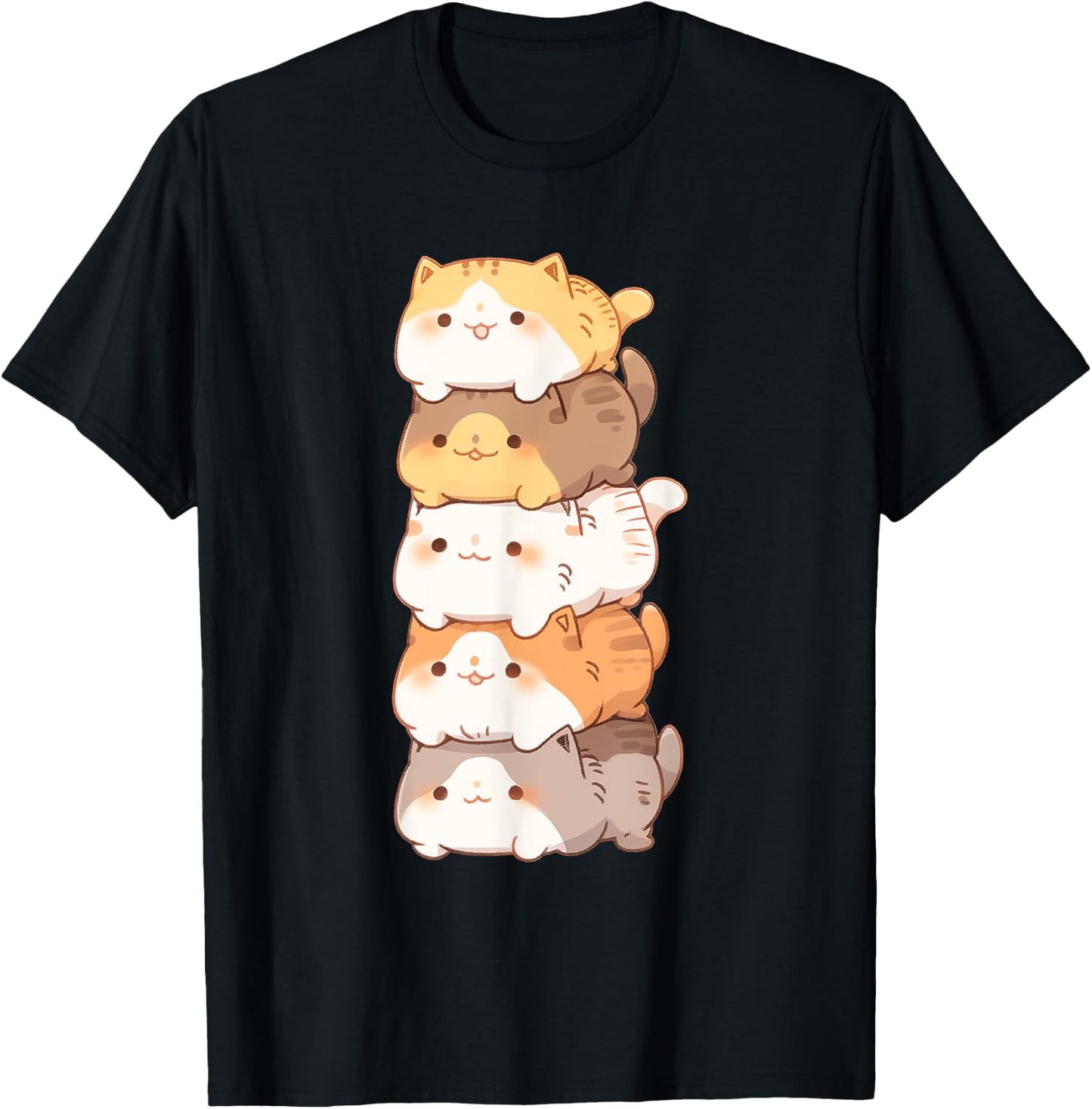 Adorable Stack of Cats for Cat Lovers Women Kids T-Shirt - T-Shirt | Black