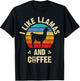 I like Llamas & Coffee Funny vintage llama theme lover T-Shirt - T-Shirt | Black