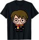 Kids Harry Potter Cute Cartoon Style Portrait T-Shirt - T-Shirt | Black