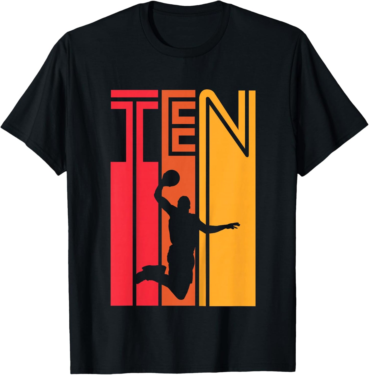 10th Birthday Basketball Lover Gift 10 Years Old Retro T-Shirt - T-Shirt | Black