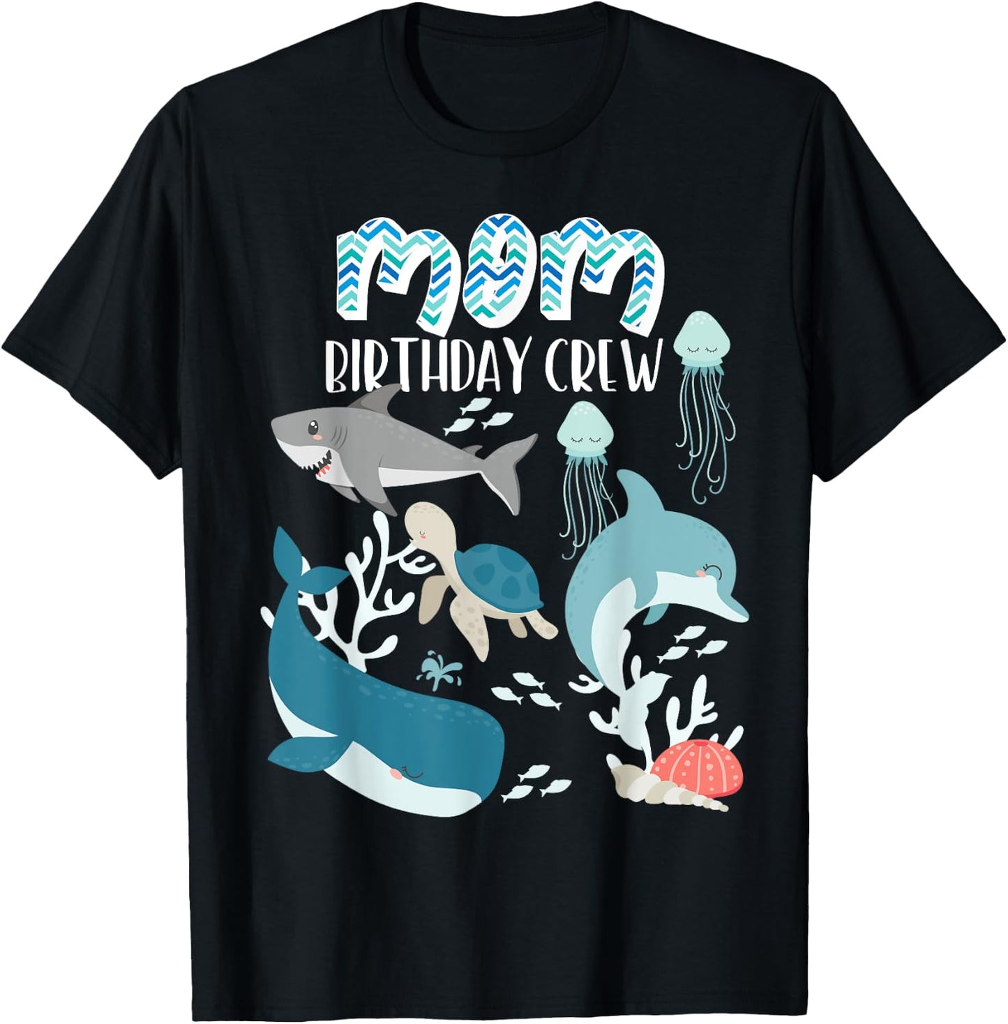 Mom of the Birthday Boy Ocean Sea Animals Birthday Party T-Shirt - T-Shirt | Black