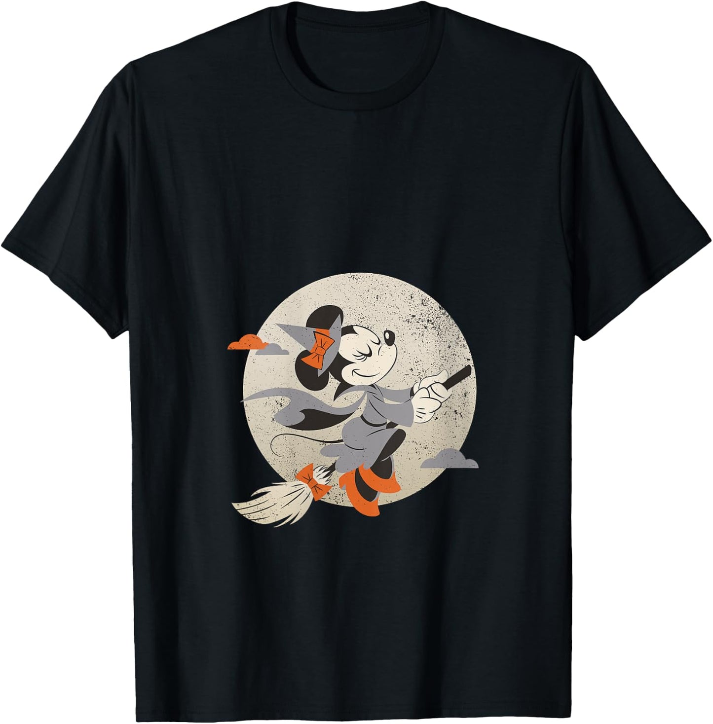 Disney Minnie Mouse Flying Witch Costume Halloween V-Neck T-Shirt - T-Shirt | Black