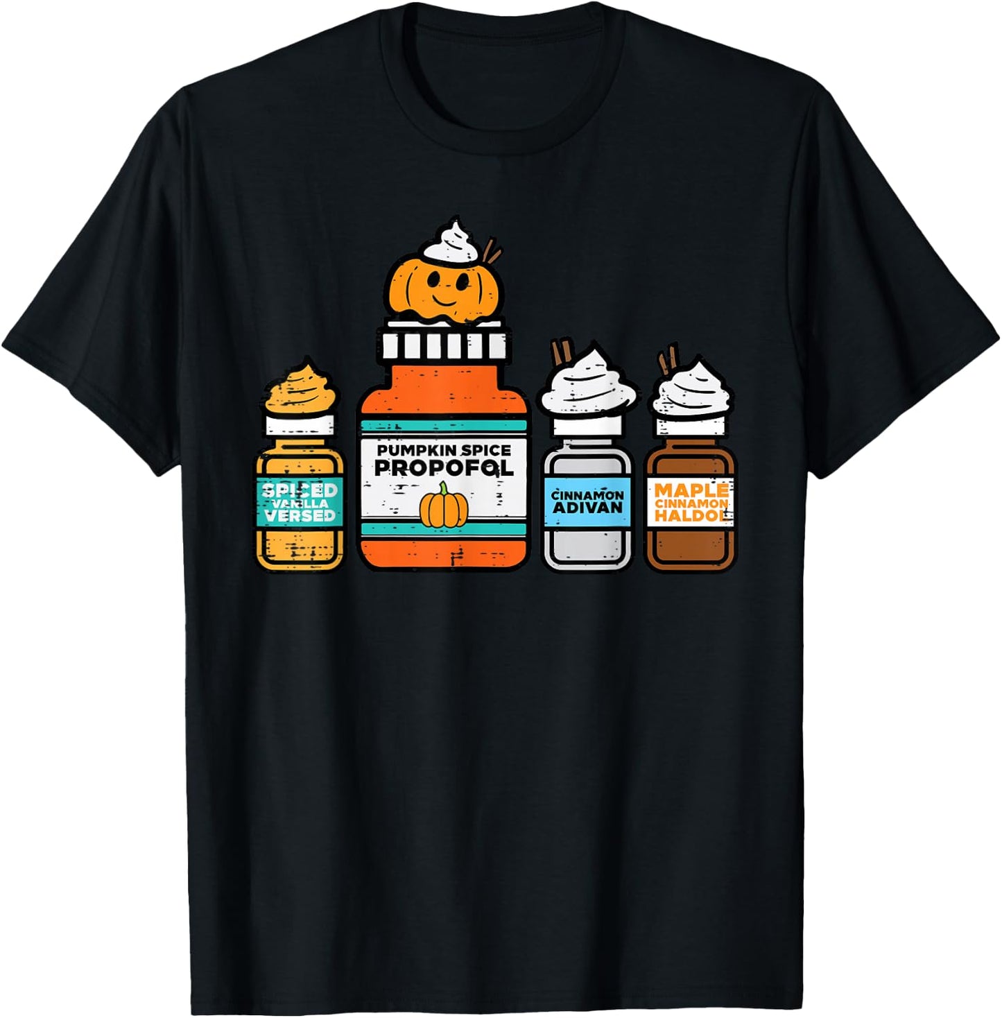 Halloween Nurse Pumpkin Spice Propofol Costume Scrub Top T-Shirt - T-Shirt | Black