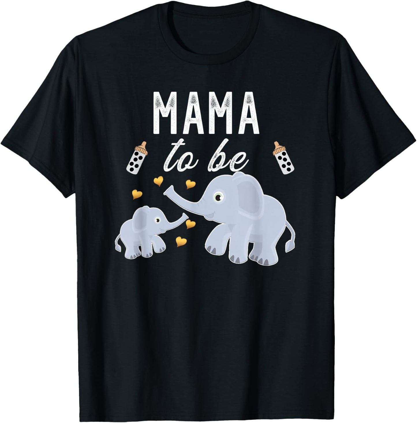 Mama To Be Elephant Baby Shower Mom Gift Cute T-Shirt - T-Shirt | Black