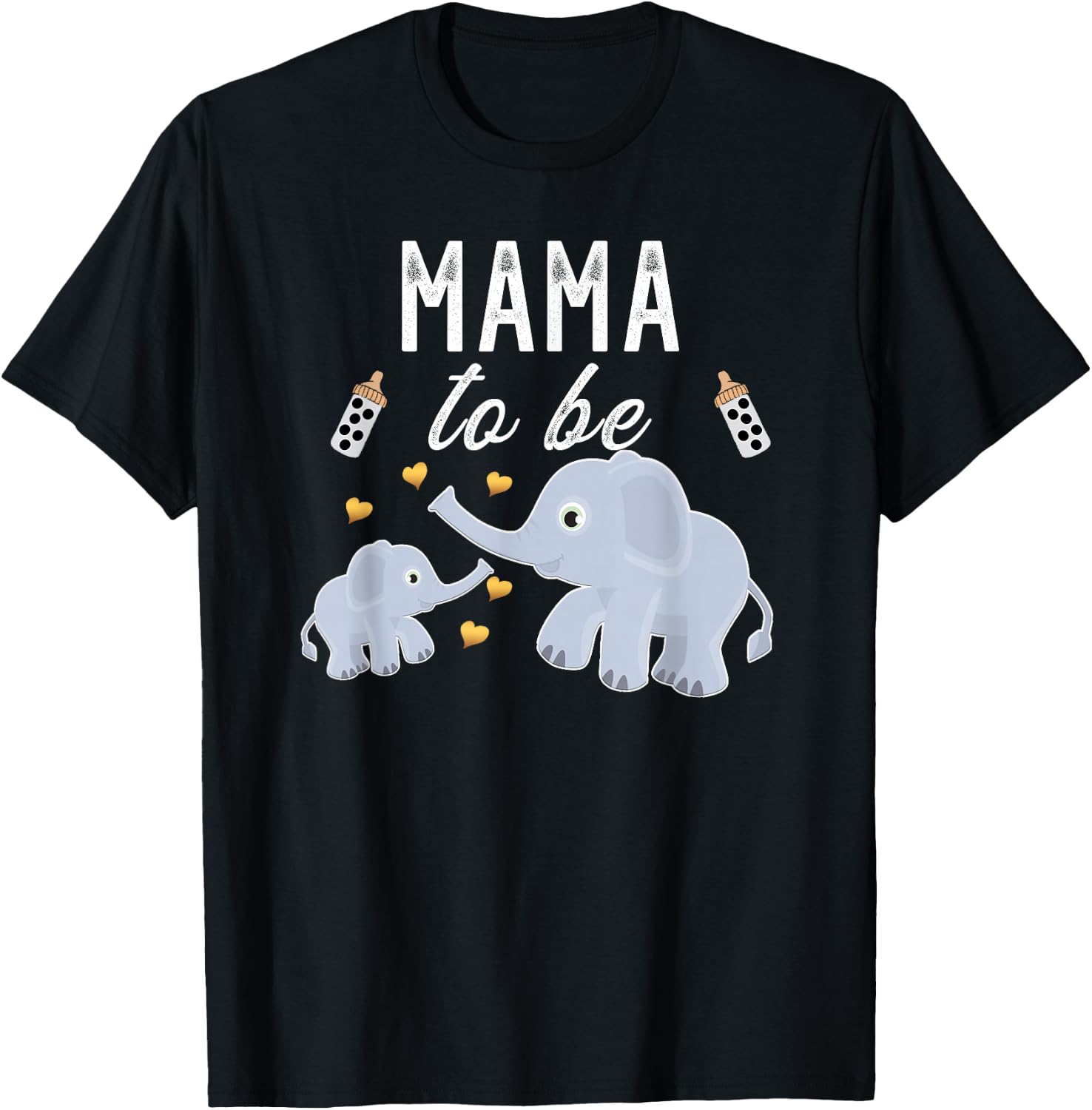 Mama To Be Elephant Baby Shower Mom Gift Cute T-Shirt - T-Shirt | Black