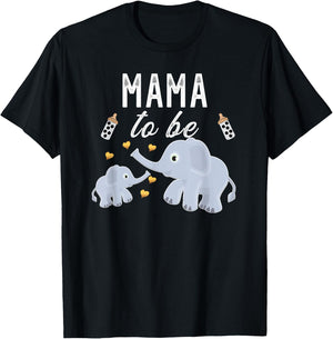Mama To Be Elephant Baby Shower Mom Gift Cute T-Shirt - T-Shirt | Black