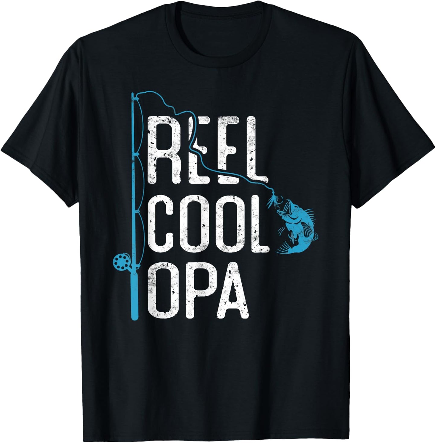 Reel cool Opa Fishing Father’s Day Gift Fisherman Opa T-Shirt - T-Shirt | Black