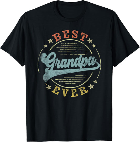 Best Grandpa Ever Father's Day Grandpa Gifts Vintage Emblem T-Shirt - T-Shirt | Black