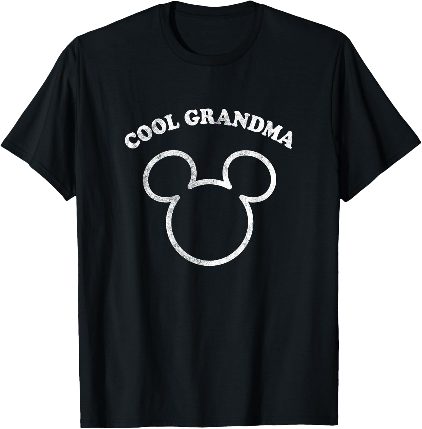 Disney Mickey And Friends Cool Grandma Distressed Chest Logo T-Shirt - T-Shirt | Black