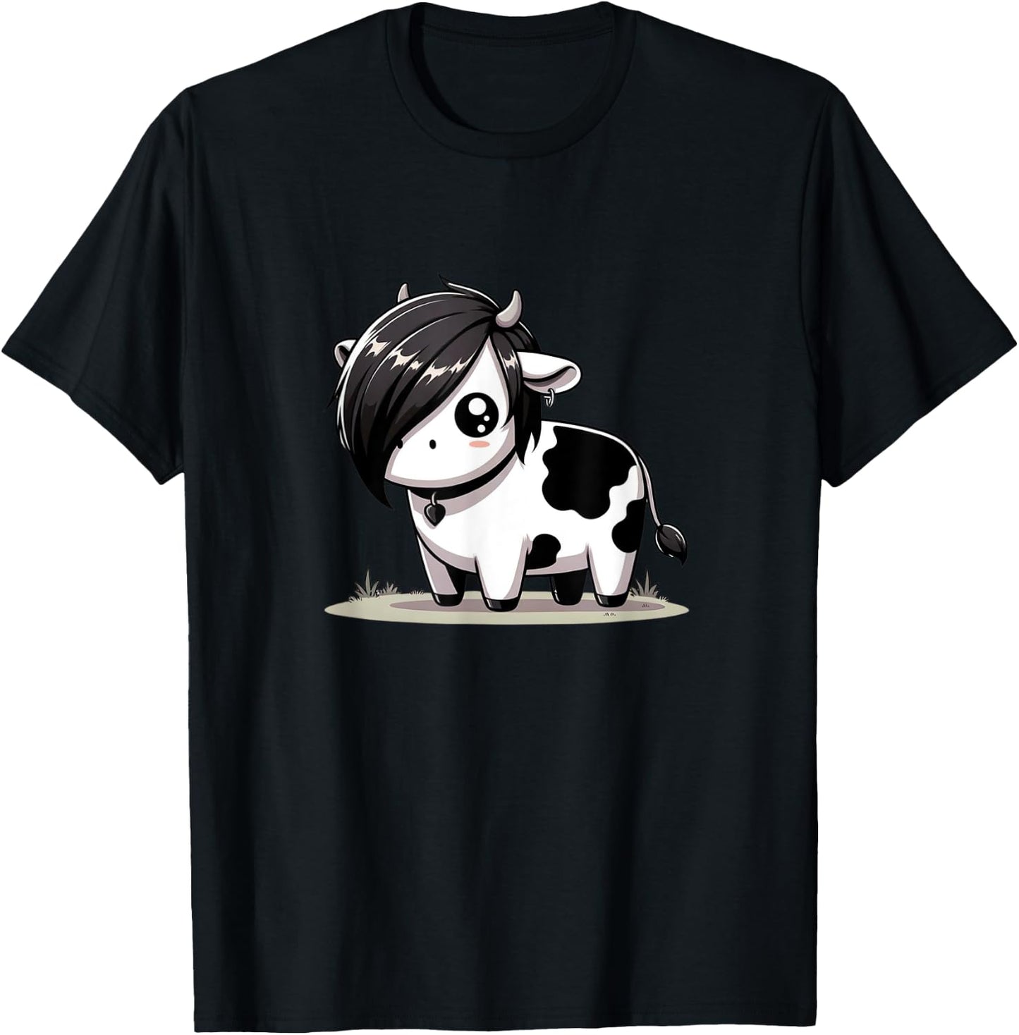 Kawaii Anime Emo Cow Kids T-Shirt - T-Shirt | Black