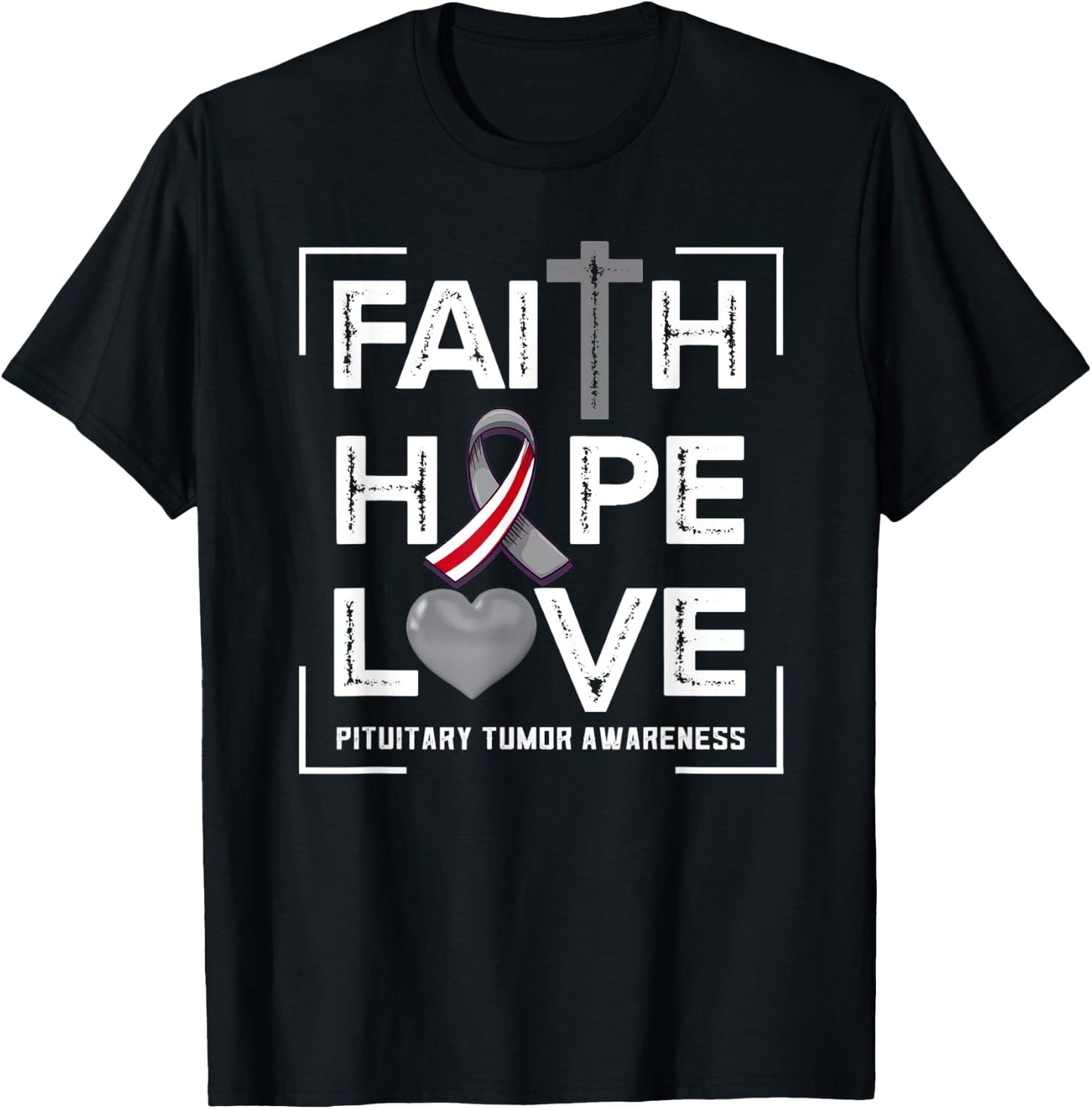 Faith Hope Love Pituitary Tumor Awareness T-Shirt - T-Shirt | Black