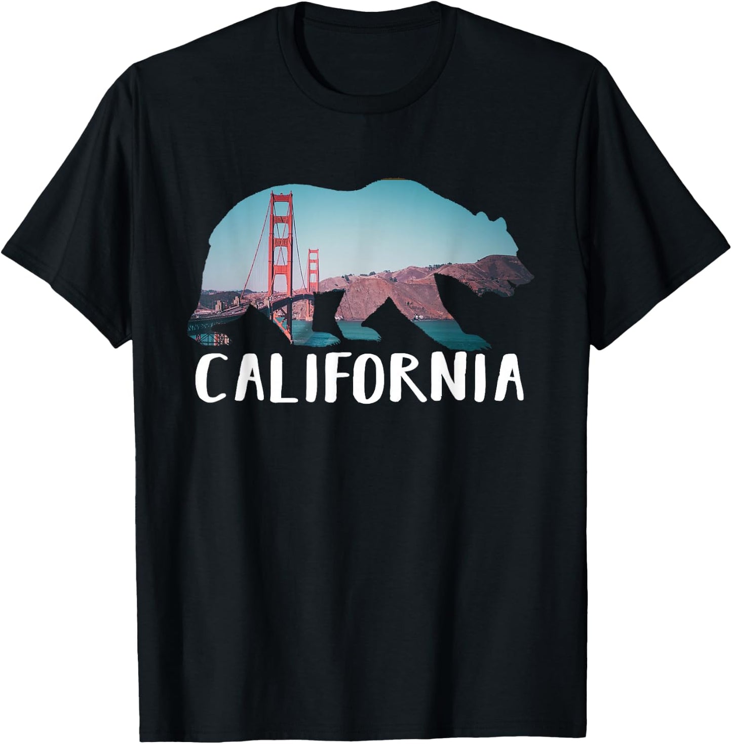 Golden Gate Bridge California Pride Vacation Tourist Gift T-Shirt - T-Shirt | Black
