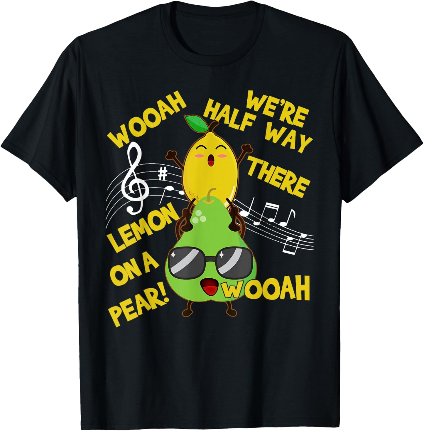Lemon On A Pear Funny Classic Song foodie lyrics Meme-Yellow T-Shirt - T-Shirt | Black