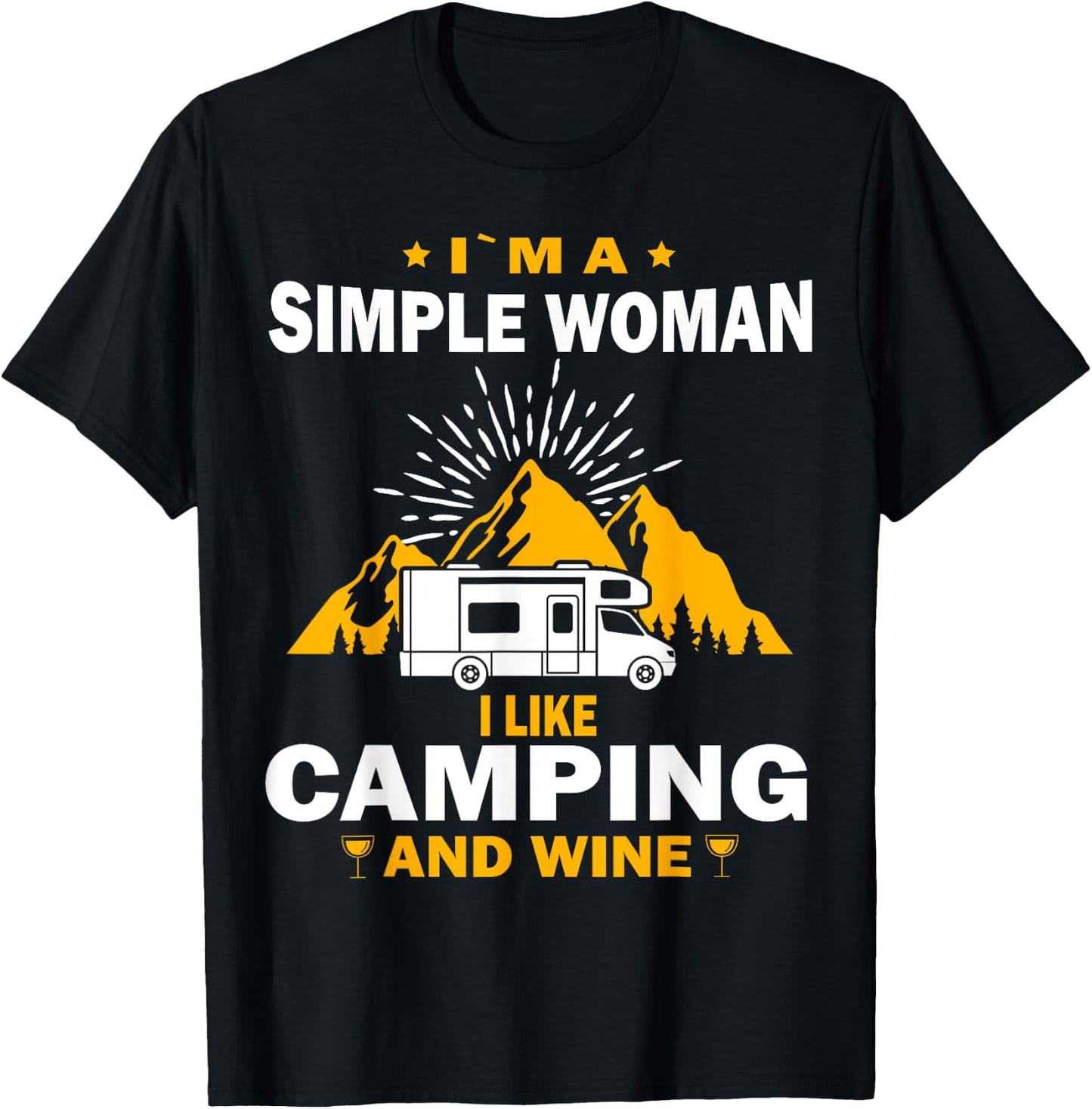 camping drinking vacation motorhome Camping and wine T-Shirt - T-Shirt | Black