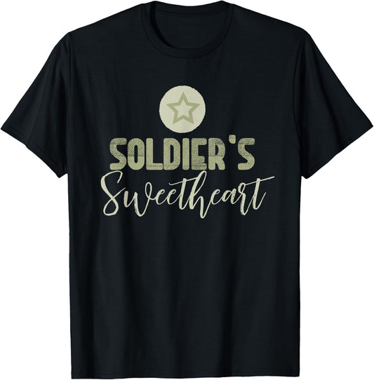 Soldier's Sweetheart army military Girlfriend wife mom T-Shirt - T-Shirt | Black