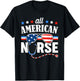 All American Nurse 4th of July Patriotic USA Flag Nursing Women Men T-Shirt - T-Shirt | Black