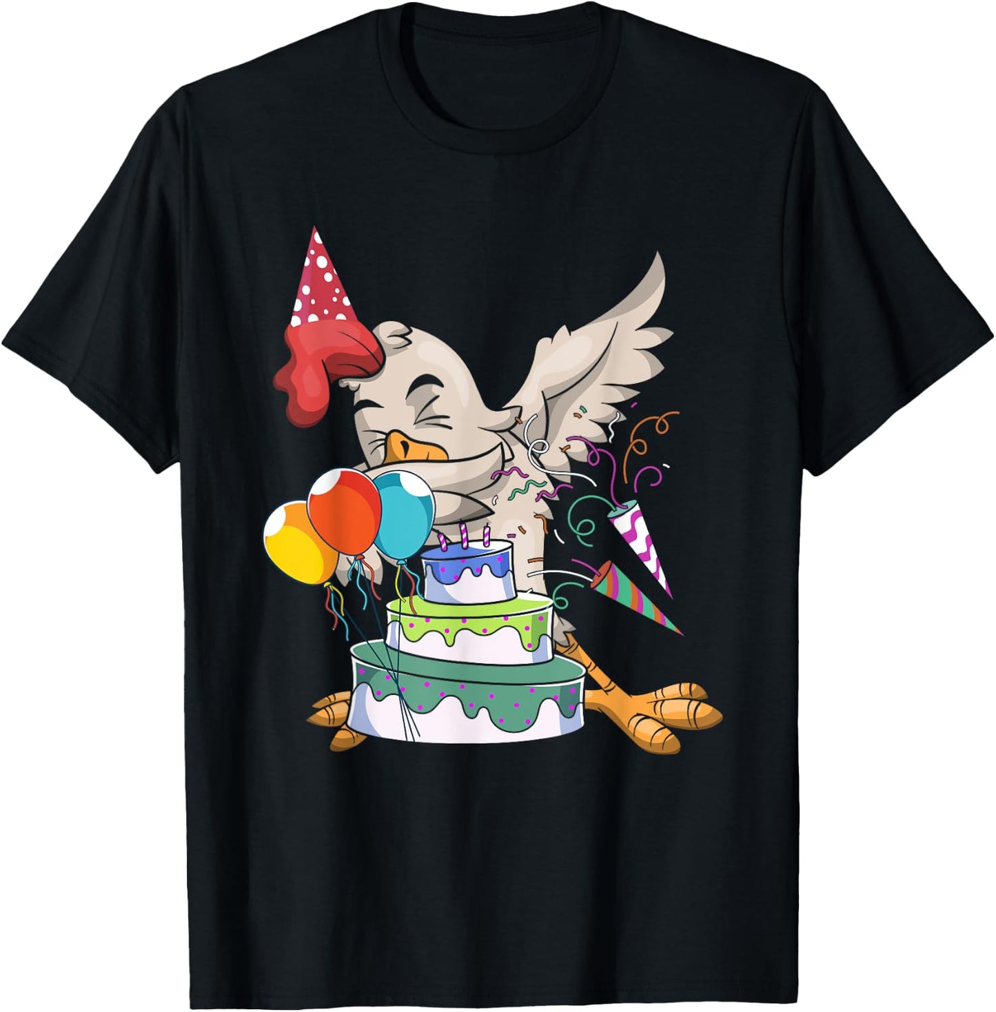 Dabbing Chicken Celebration Farm Animal Bird Kids Birthday T-Shirt - T-Shirt | Black