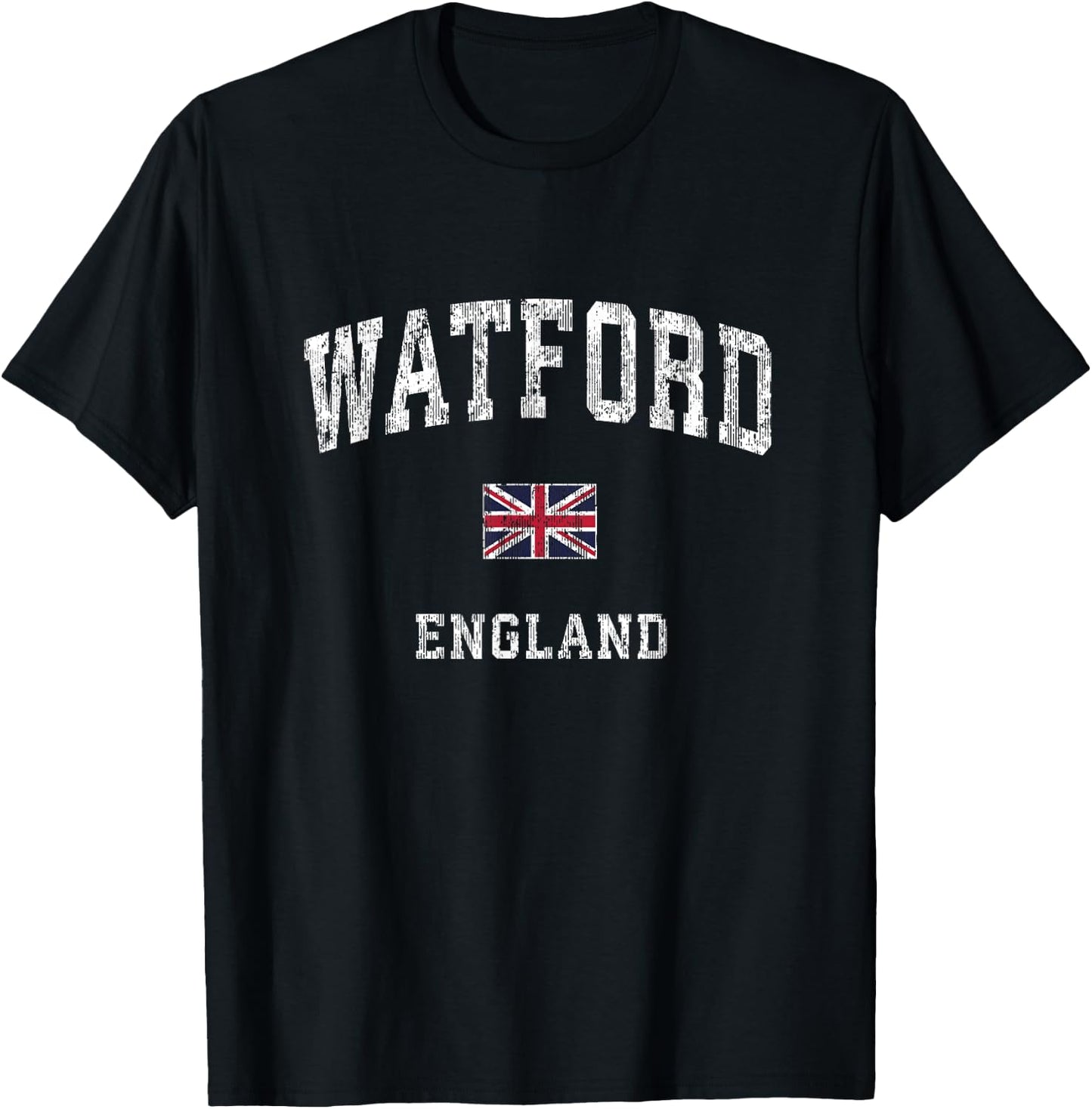Watford England Vintage Athletic Sports Design T-Shirt - T-Shirt | Black