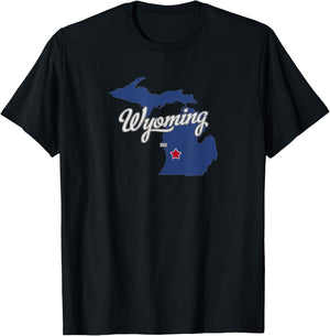 Wyoming Michigan MI Map T-Shirt - T-Shirt | Black
