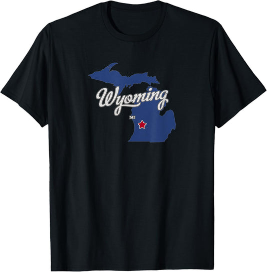 Wyoming Michigan MI Map T-Shirt - T-Shirt | Black