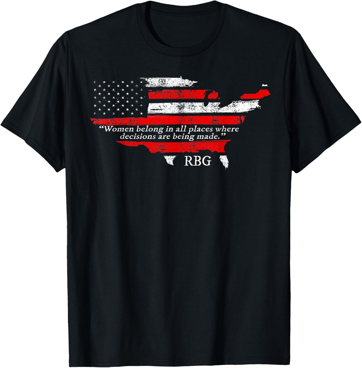USA Women Belong in All Places Ruth Bader Ginsburg Feminism T-Shirt - T-Shirt | Black