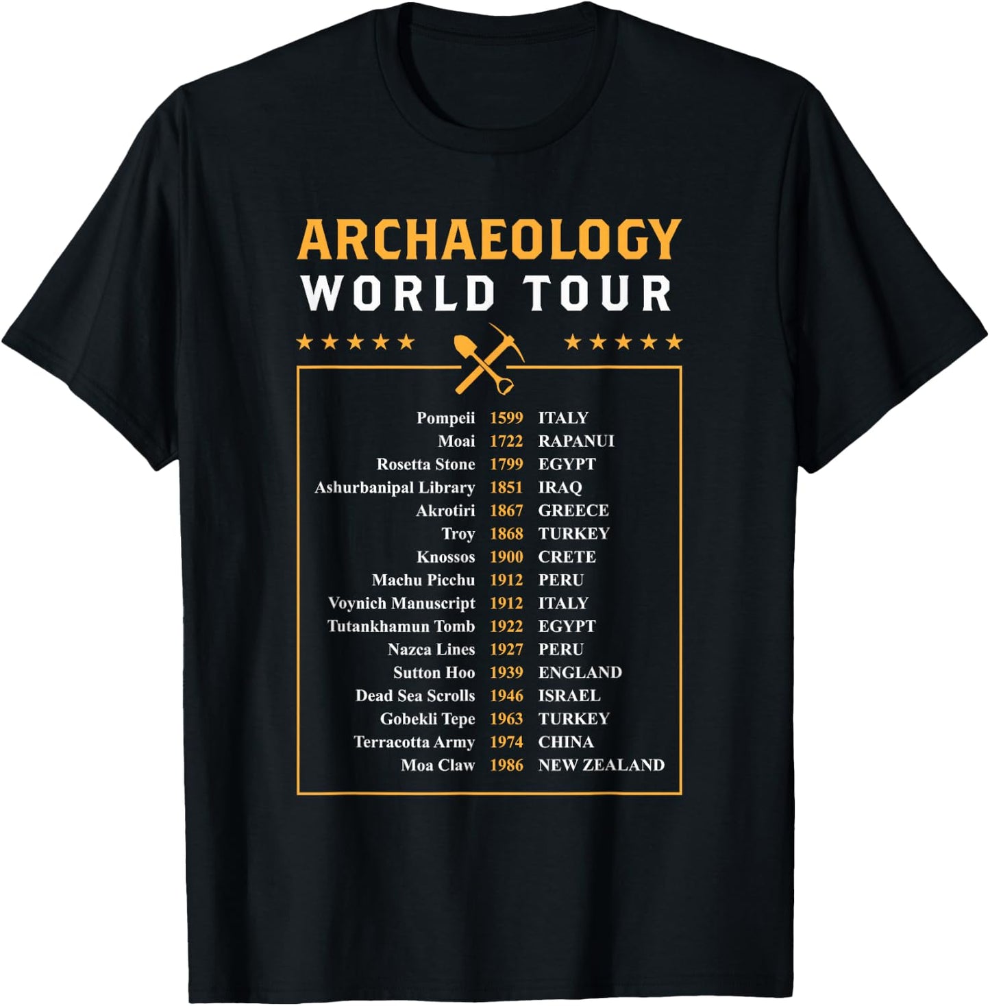 Archaeology World Tour Archaeologist Gift T-Shirt - T-Shirt | Black