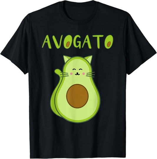 Funny Avogato Christmas Avocado Cat Foodie Design Lover Kids T-Shirt - T-Shirt | Black