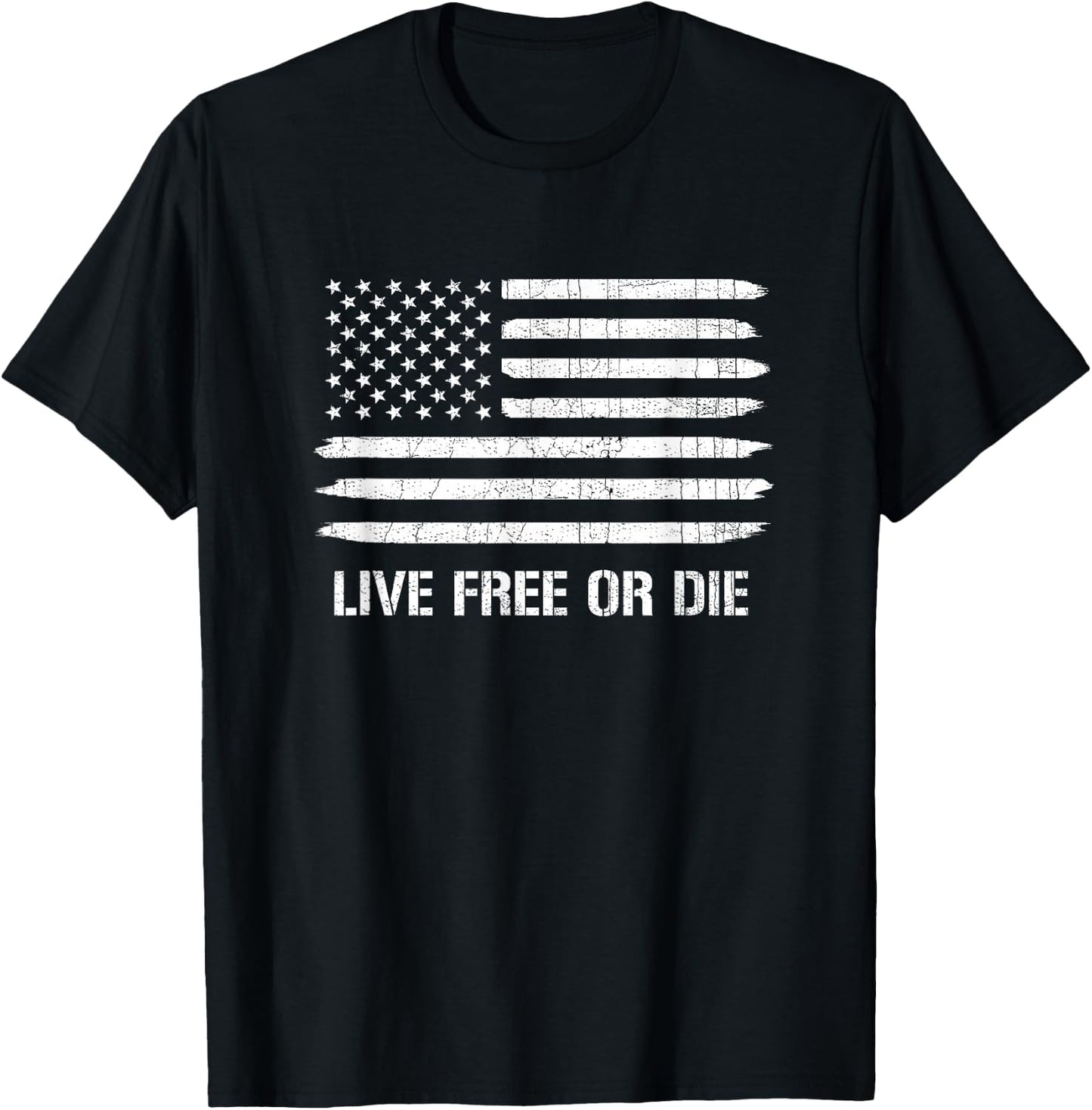 Live Free or Die 2nd Amendment American Flag T-Shirt - T-Shirt | Black