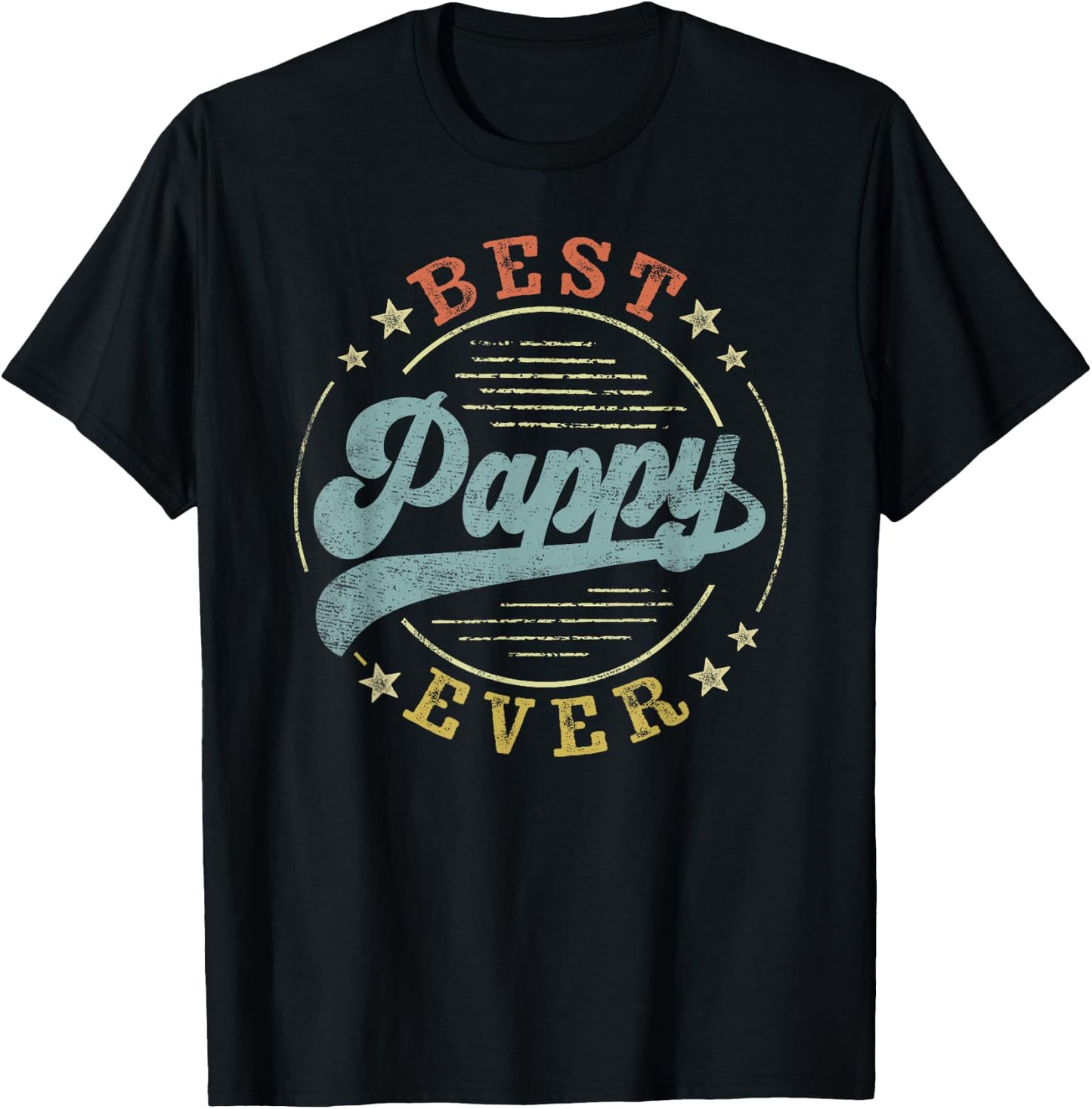 Best Pappy Ever Father's Day Pappy Gifts Vintage Emblem T-Shirt - T-Shirt | Black